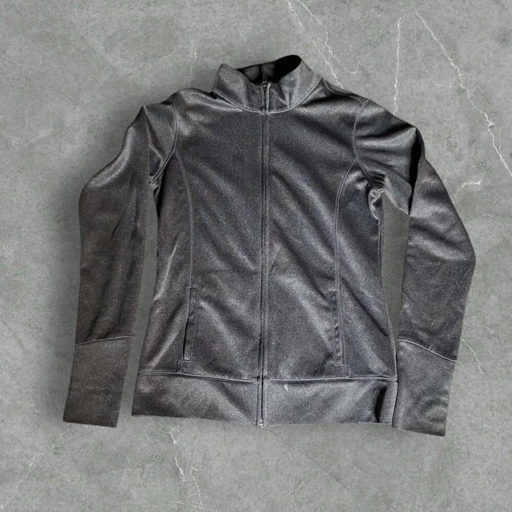 Alo Yoga Jacket Women's Small Grey Full Zip Track LS Thumbholes Gym Sweatshirt